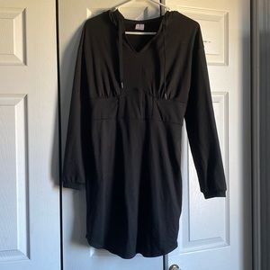 Black tight long sleeve dress with hoodie